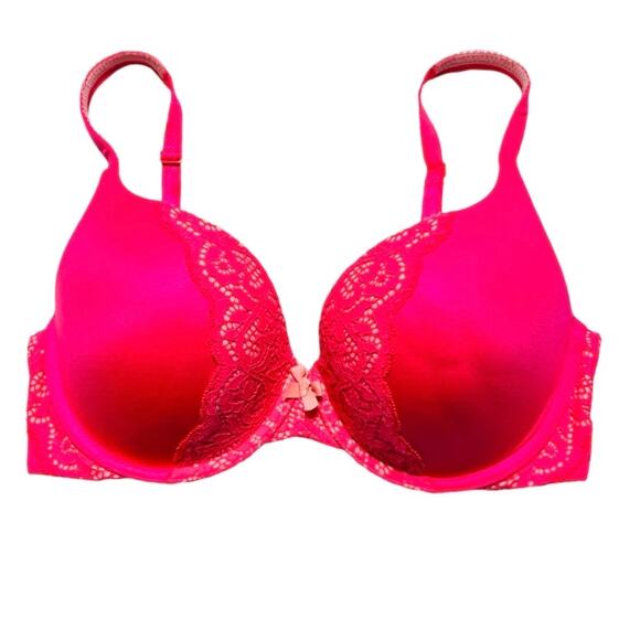 Victoria’s Secret Bright Hot Pink Push Up Bra 32DD - Picture 1 of 2